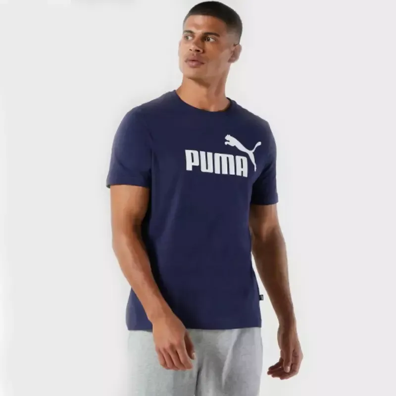 PUMA - Camiseta negra Essentials Logo 586666 01 Hombre