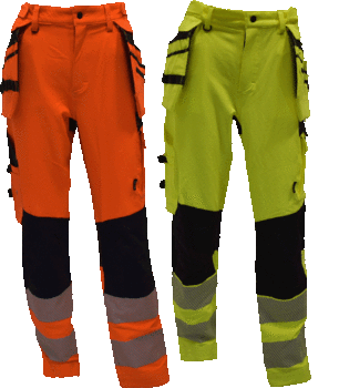 BUKSE M/HENGEL. HI-VIS 4VEIS STRETCH DAME KL 2