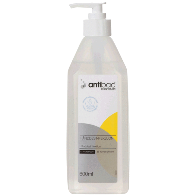 ANTIBAC HÅNDDES 85% FLYTENDE, 600 ML PUMPEFLASKE 601658