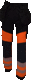 BUKSE M/HENGEL. HI-VIS 4VEIS STRETCH KL 1 SVART/ORANGE