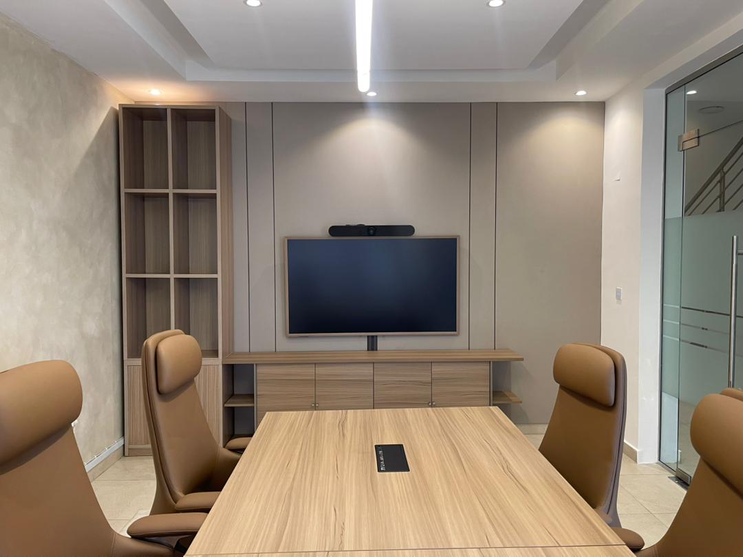 Exclusive workspace with custom shelving