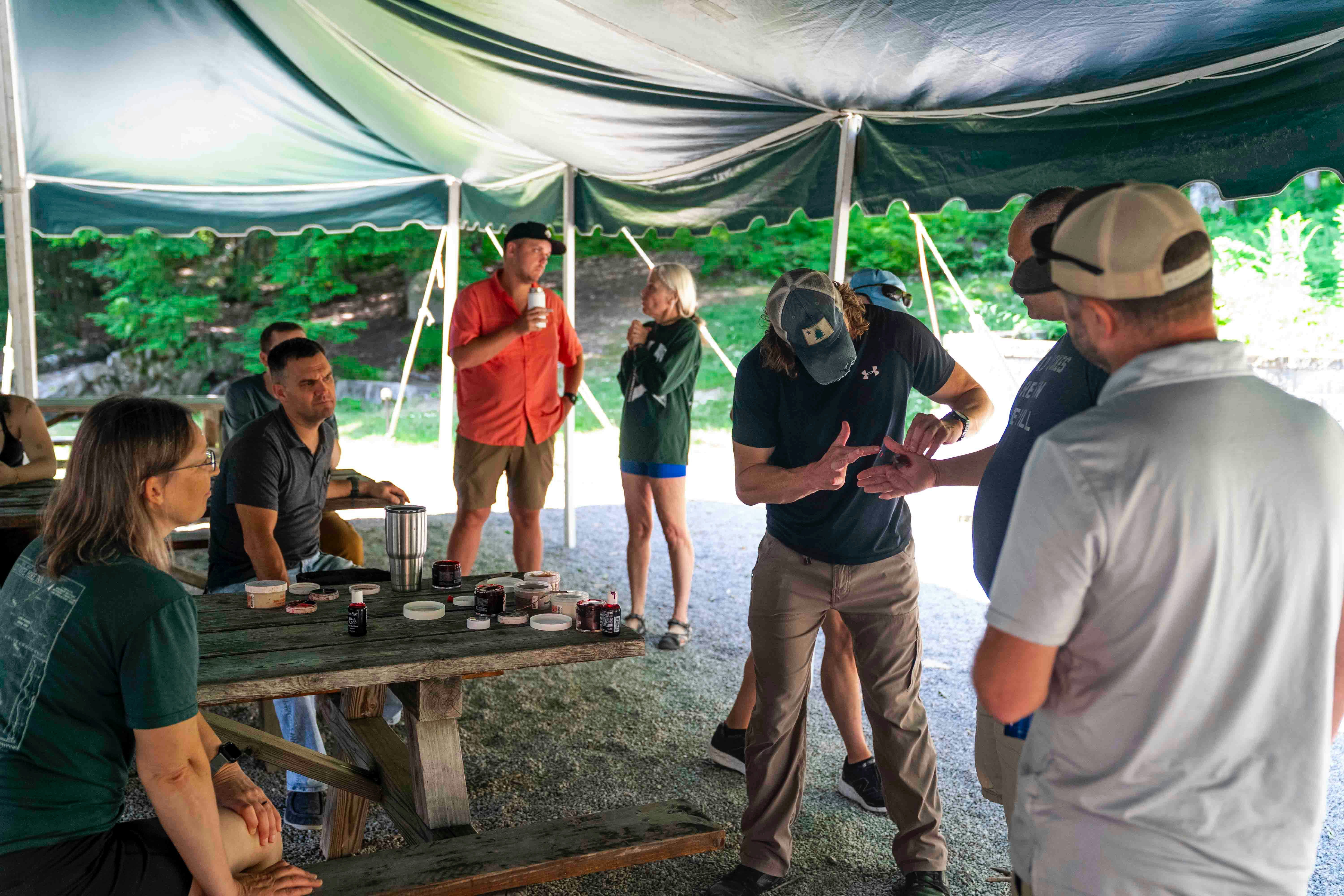 Safari guide briefing guests before a bush walk