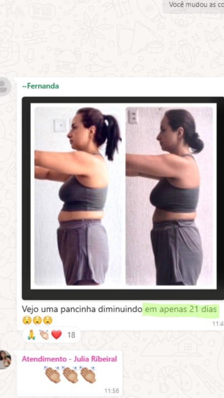 Print de depoimento real de cliente do Dieta Sem Stress — resultado com plano alimentar via WhatsApp