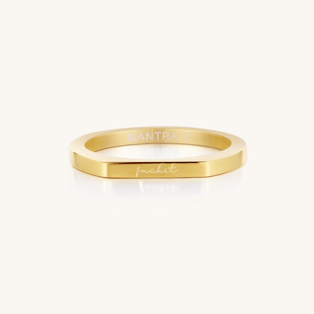 Gold fuckit ring with discreet inner engraving