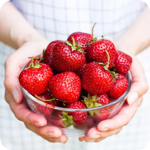 Fresh strawberries and apples