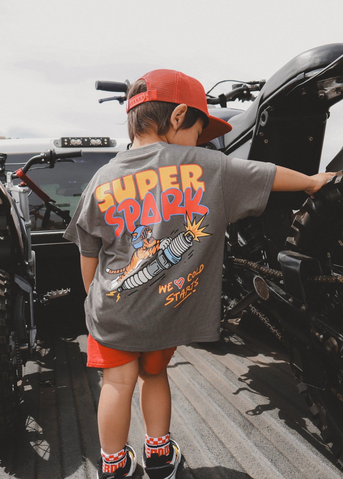 Superspark T-Shirt with its helmeted tiger and spark-plug artwork