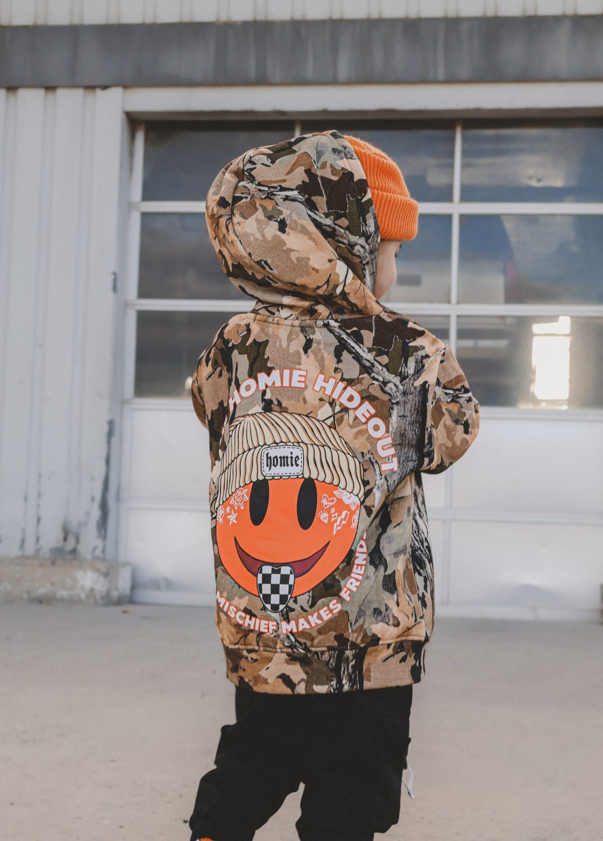 Camo Homie Hoodie styled for an everyday outdoor outfit