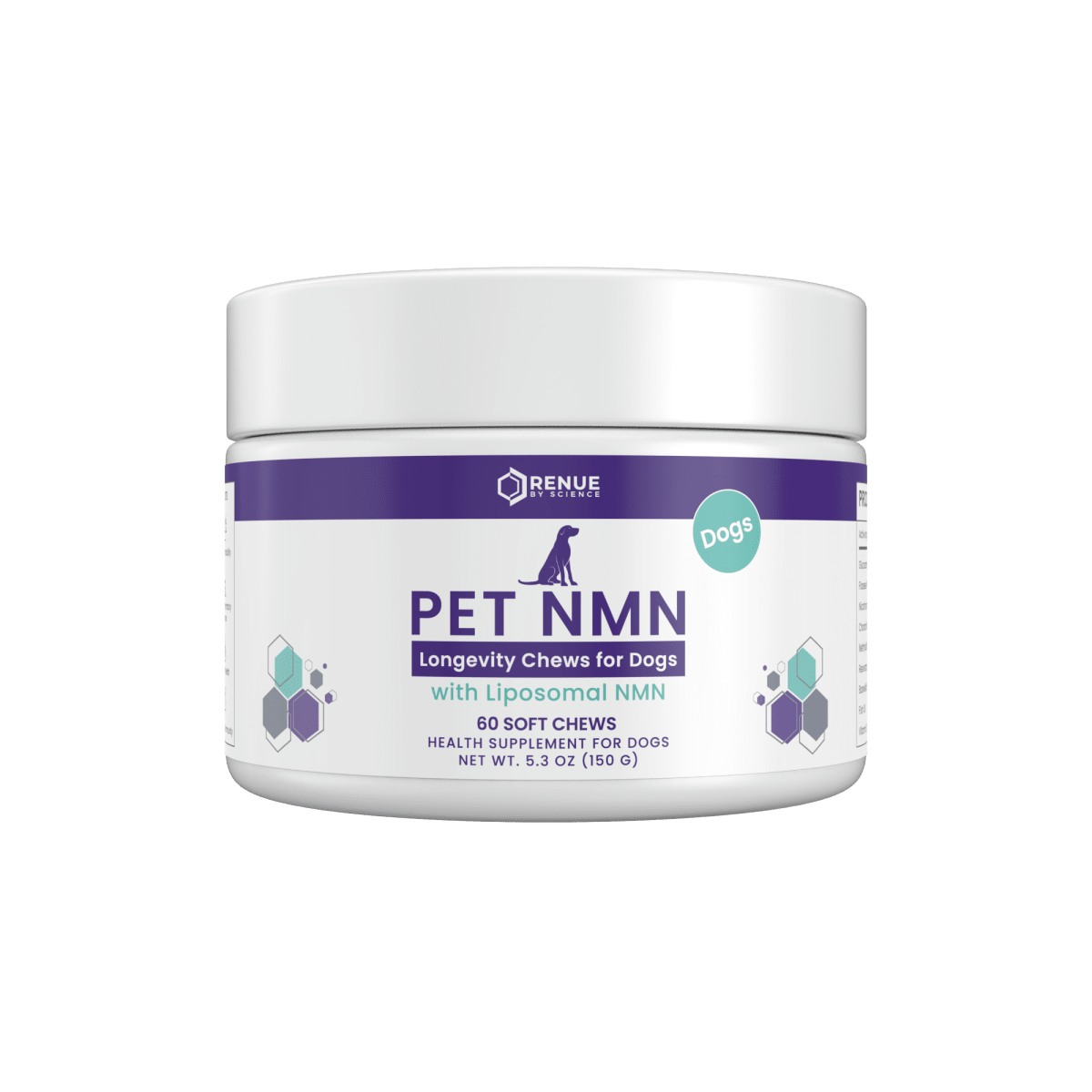 PET NMN Longevity Chews for Dogs jar and soft chews