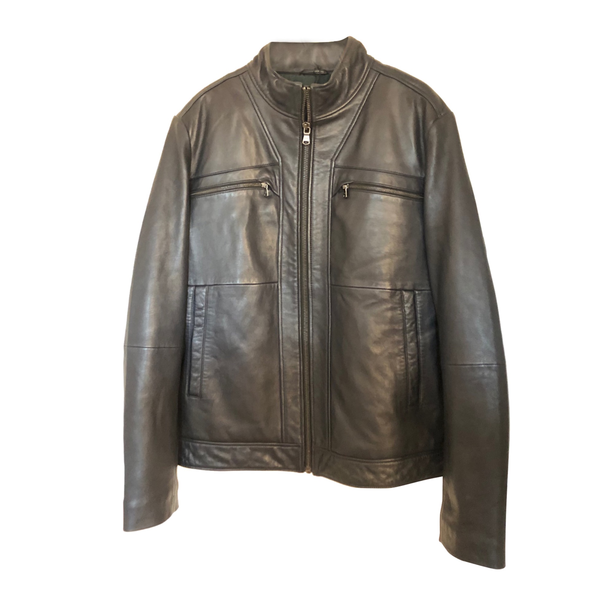 Leather Zipped Jacket IKKS Bleu Marine Foncé