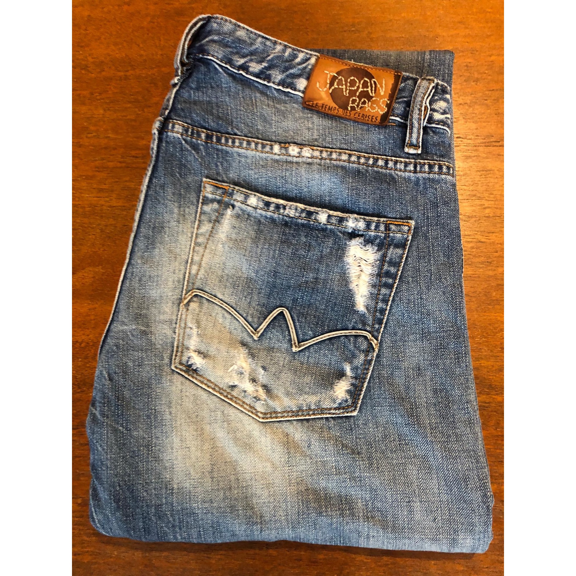 Jeans droit JAPAN RAGS LE TEMPS DES CERISES W34 (T 44) bleu - 13059352