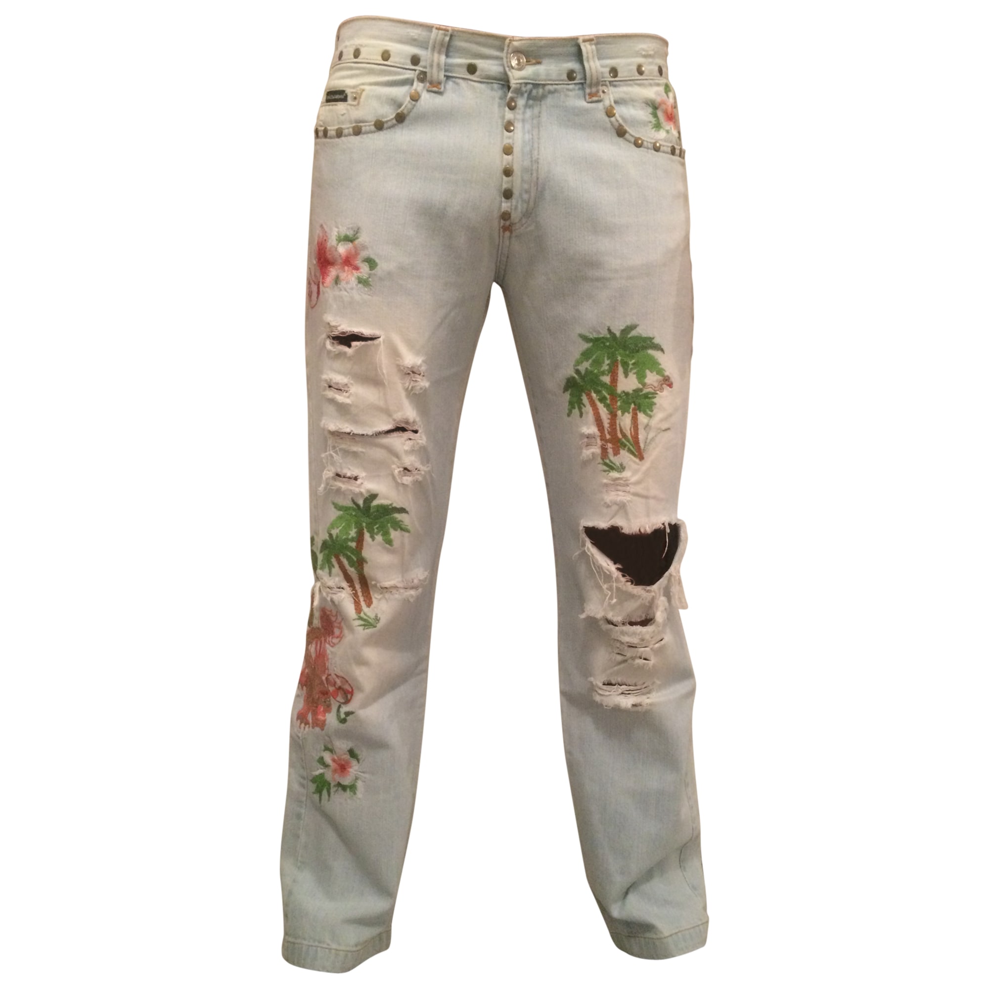 Pantalons et Shorts Jean loose bleu ciel lavé à accrocs male 3 Dolce & Gabbana Garçon Vêtements Pantalons & Jeans Pantalons Pantalons larges 