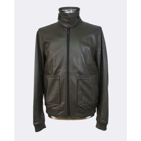 Leather Zipped Jacket TRUSSARDI Brown
