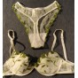 Ensemble, parure lingerie HUIT blanc avec motifs verts degradés