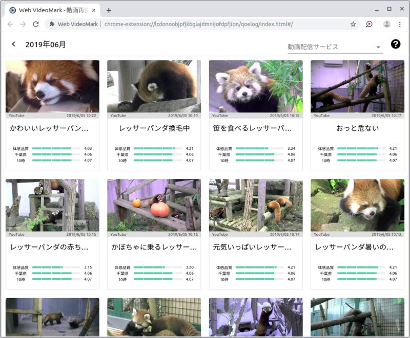 Web VideoMark 計測結果画面