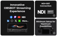 Talent, Monitor med mix og streaming, HDMI/UVC/NDI/SRT, OBSBOT