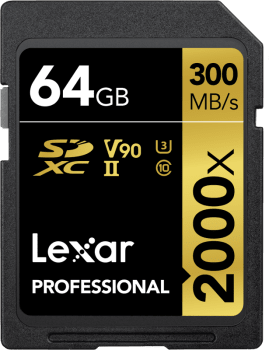 Lexar Pro 2000X SDHC/SDXC UHS-II U3(V90) R300/W260  64GB