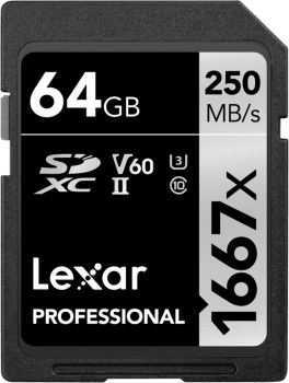 Lexar Pro 1667X SDXC UHS-II U3 (V60) R250/W120 64GB