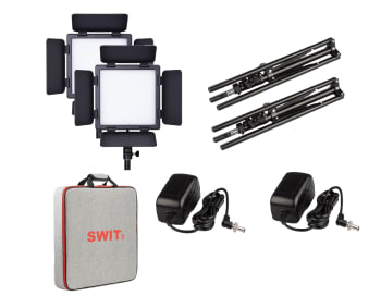 SWIT CL-40D KIT 2 stk. Portabel LED bicolor 40W panellamper med stativer