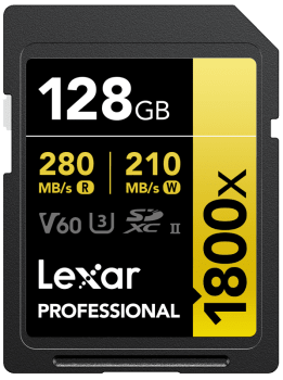 Lexar LSD1800128G-BNNNG Minnekort SDXC Pro 1800x U3 UHS-II R280/W210 (V60) 128GB