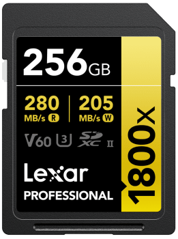 Lexar Pro 1800X SDHC/SDXC UHS-II U3 (V60) R280/W210 256GB
