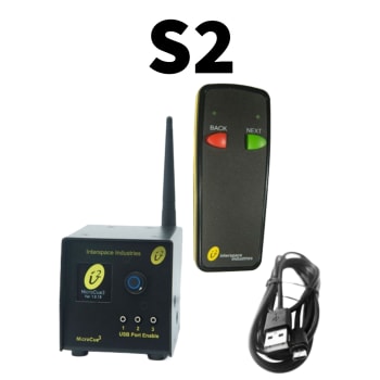 Interspace MC3-S2 MICROCUE3 pakke med en base og en fjernkontroll med 2 knapper