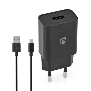 Nedis WCHAC242ABK Strømforsyning 5V / 2,4A med løs USB-C kabel