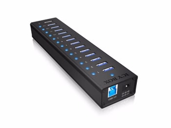 ICY IB-AC6113 USB HUB strømforsyning/lader 60W fordelt på 15 uttak