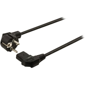 CABLE-706-7.5 Nettledning med jord Shucko til 3 pol IEC-C13 kontakt, vinklet, 7,5m