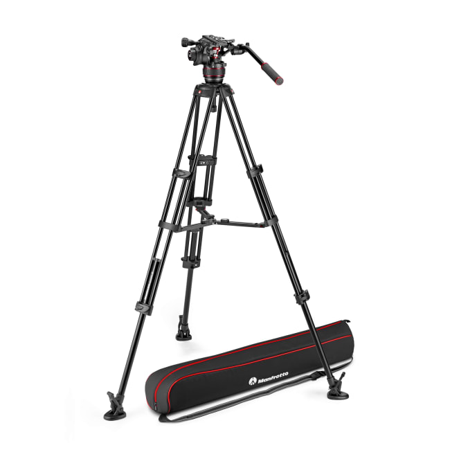 Manfrotto 608 + Alu Twin MS Midtspreder Stativkit Video Nitrotech