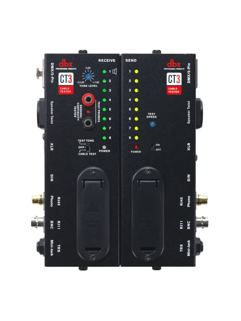 dbx CT3 Kabeltesteverktøy XLR, RCA, BNC, DIN, TRS, TS, DMX, speaker twist, banan, RJ45, RJ11, Minijack
