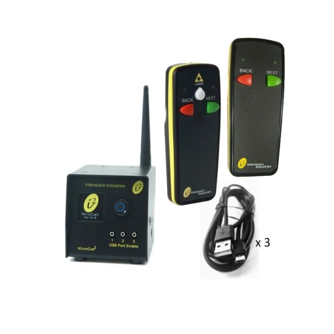 MC3-S2L2, MICROCUE3 pakke med en base og to fjernkontroll med 2 knapper (en laserpeker)