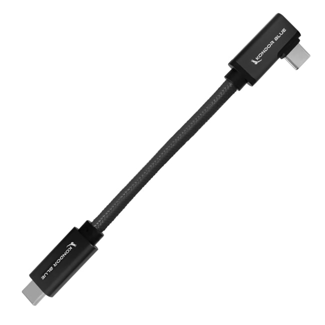 Kondor Blue Rettvinklet til Vinklet USB-C Kabel 15cm Sort