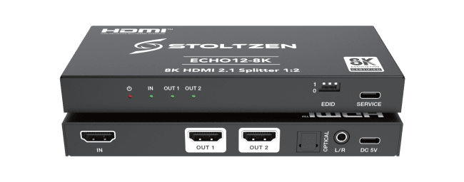 Stolzen ECHO12-8K Videosplitter/distribusjon HDMI Splitter 1:2 Downscaler