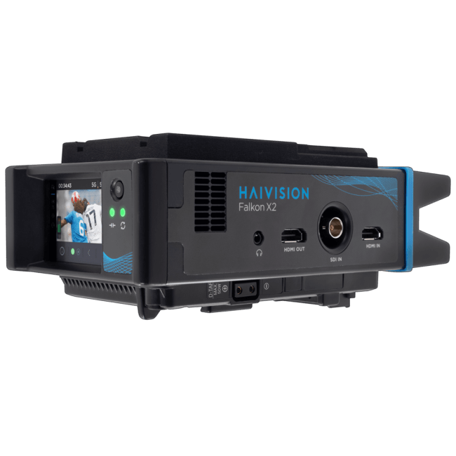 Falkon X2 GO Videoencoder med to 5G-modem HD V-mount og Ryggsekk