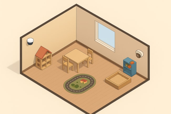 Samtalerom med ett styrbart(PTZ)- og ett fast-kamera og en mikrofoner med opptager