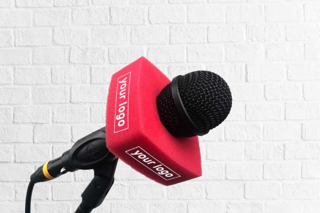 Schulze-Brakel Mikrofonflagg med logo 4 sider flocked