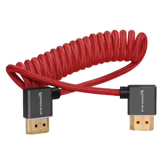 Kondor Blue HDMI Spiralkabel Vinklet 30-60cm Rød