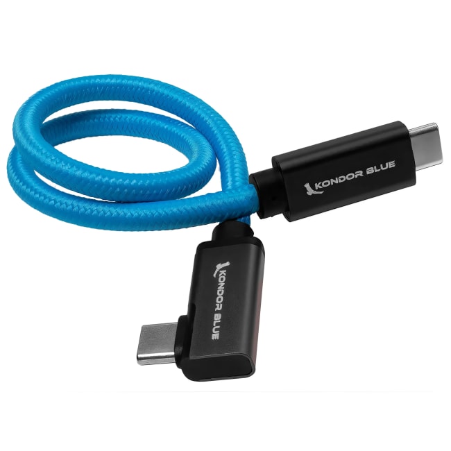Kondor Blue Rettvinklet til Vinklet USB-C Kabel 30cm Blå