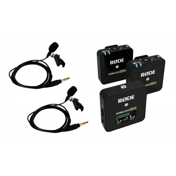 RØDE WIRELESS GO II KIT, Trådløst mikrofonsett, 2 sendere, tokanals mottaker, kit med mygger, Røde