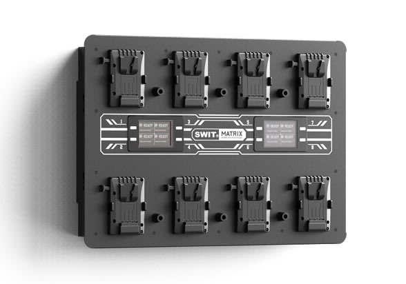 SWIT MATRIX-S8 (PC-W861S) Veggmontert Lader for 8 V-Mount Batterier 14/28V