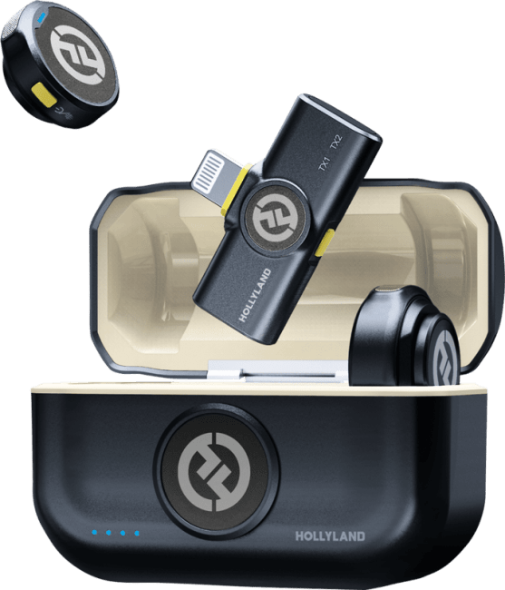 Hollyland Lark M2 Lightning Trådløst mikrofonsystem med to sendere og Lightning mottaker for iPhone