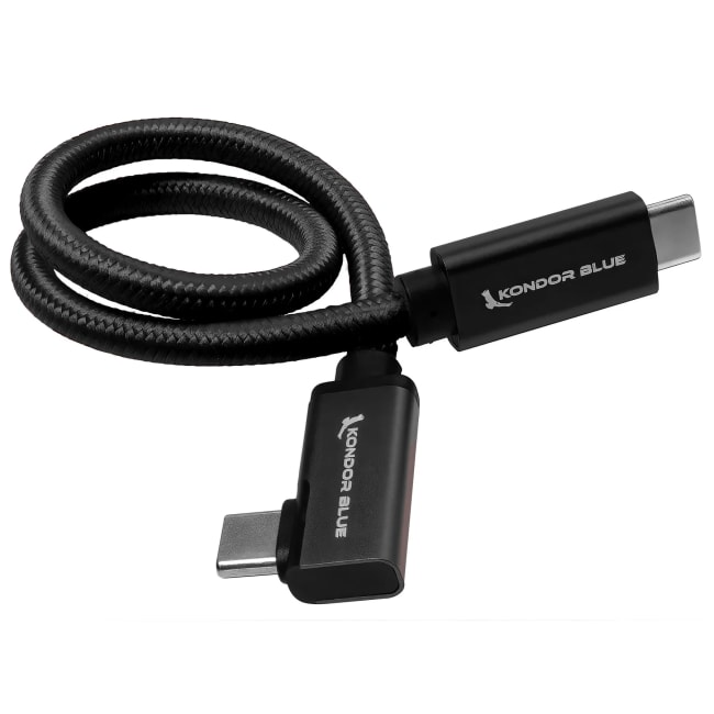 Kondor Blue Rettvinklet til Vinklet USB-C Kabel 30cm Sort