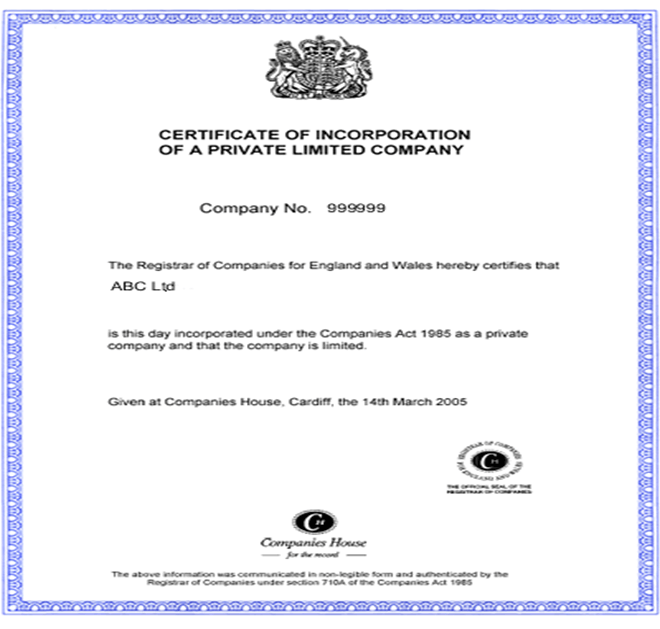 Certificate of Incorporation