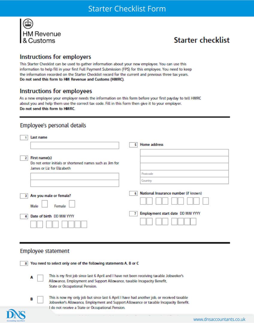 New Starter Checklist