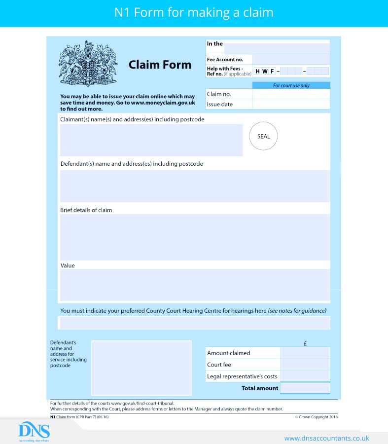 Download and Fill Form N1 for Making a Claim DNS Accountants