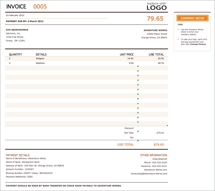 Free Invoice Template UK