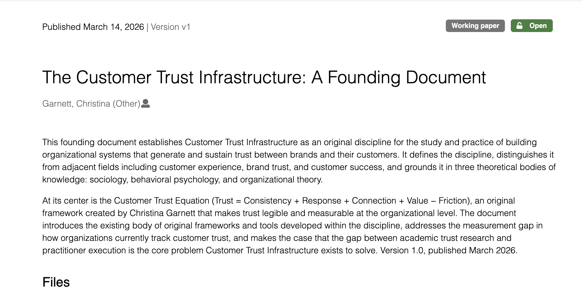 Customer Trust Infrastructure (CTI)