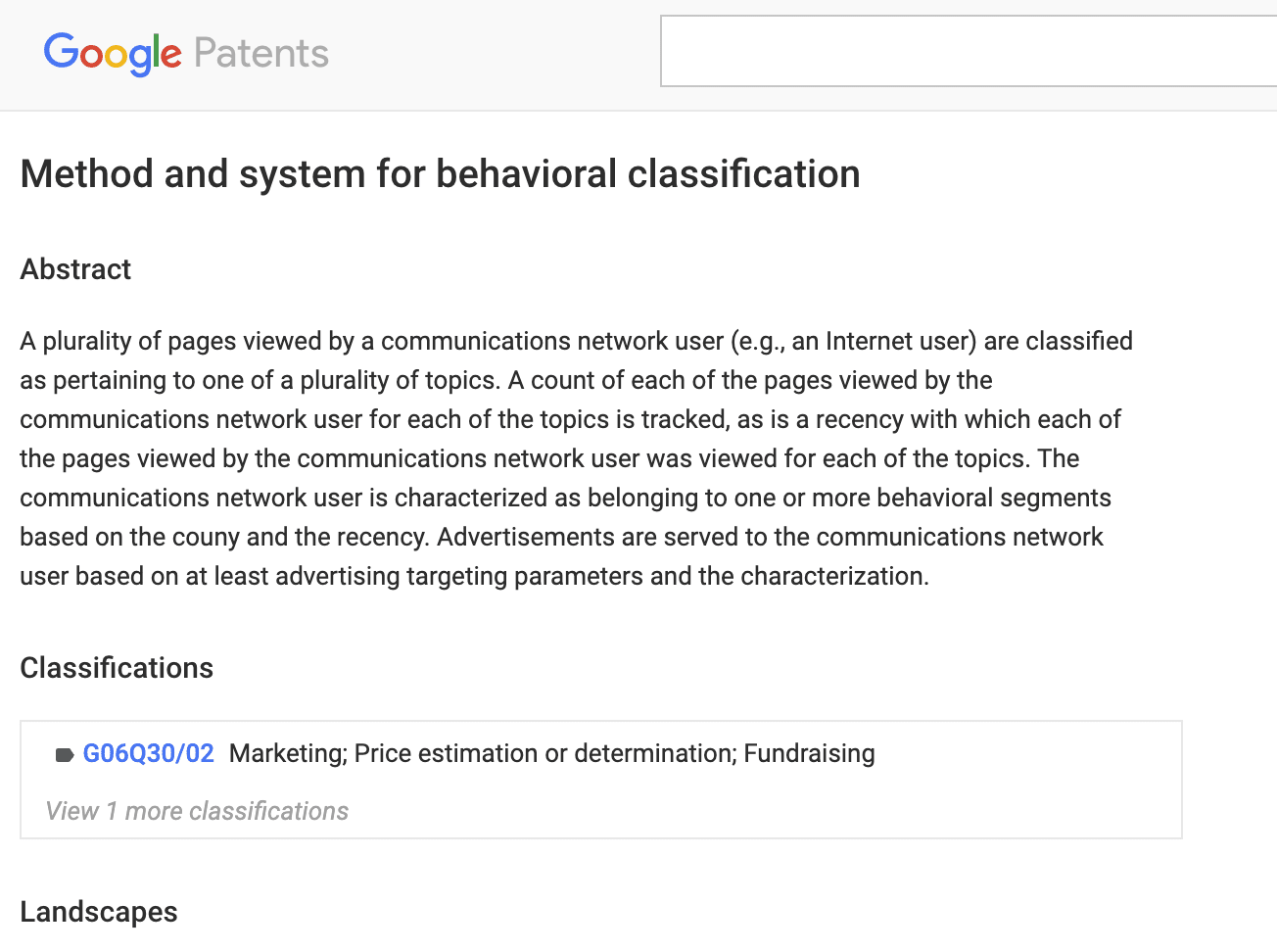 Patent - Method and system for behavioral classification         - Google Patents