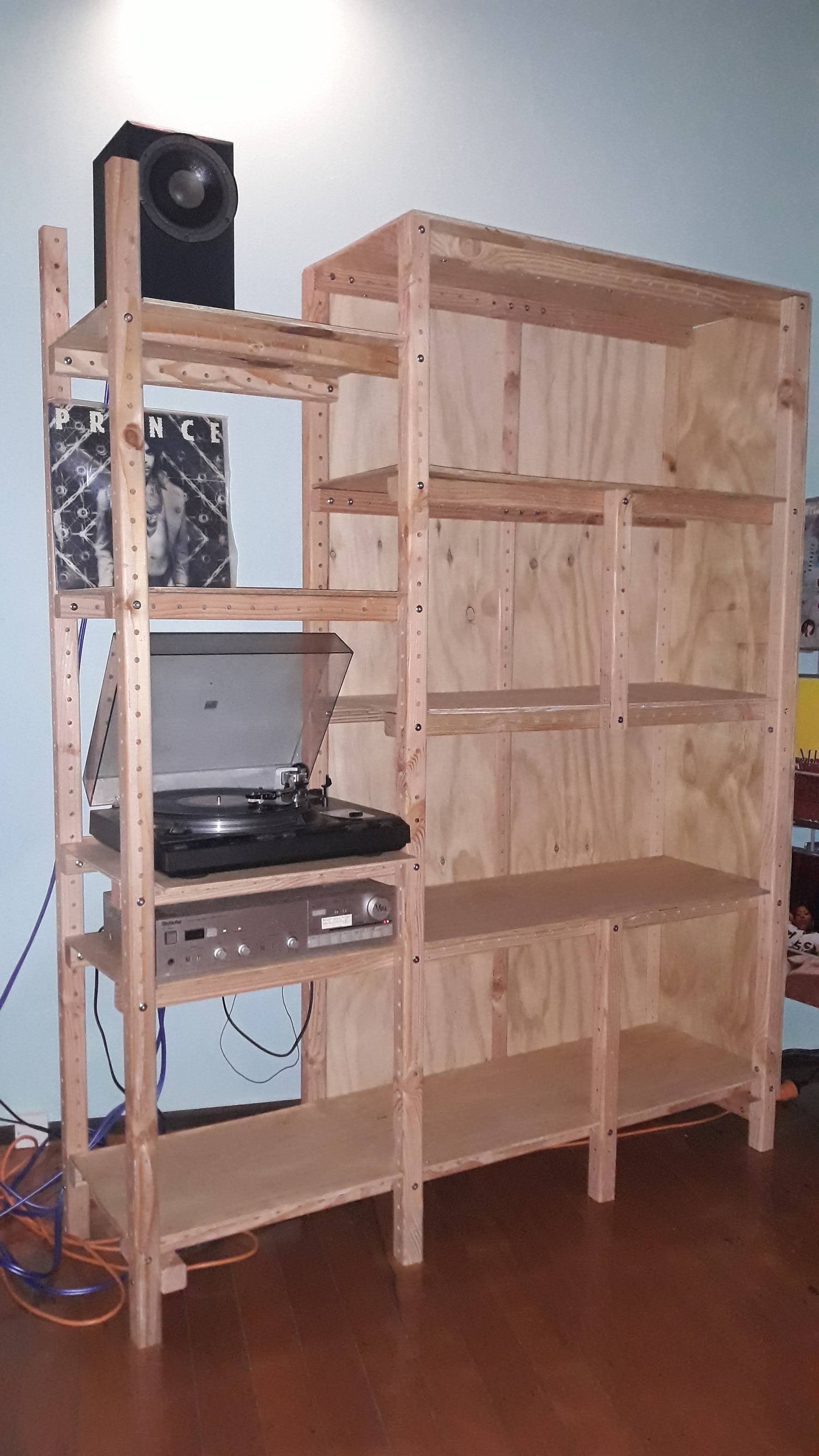 Record player shelf under construction