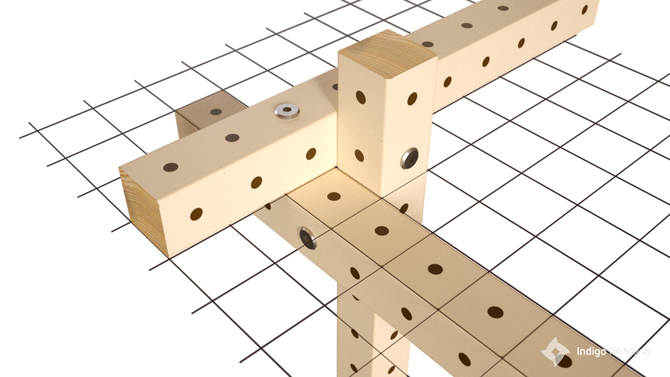 Tri joint made with grid beams